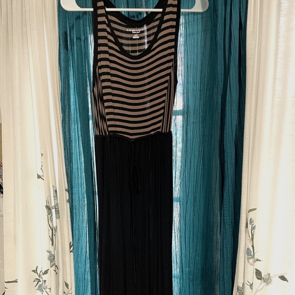 Liz Lange Maternity Dress Size SZ M Black Stripe Maxi Dress
